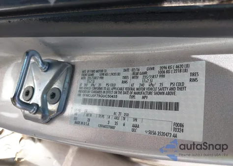 2016 Ford Escape S z USA, uszkodzony, nr VIN 1FMCU0F75GUC50435